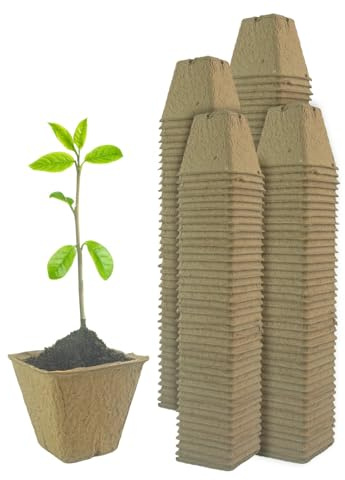 Woodside 160 Pack Compostable Plant Pots 8cm – Biodegradable Paper Seedling Pots, Eco Friendly Garden Growing Pots