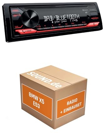 Autoradio Einbaupaket für JVC KD-X282DBT kompatibel mit BMW X5 E53, Professional Radio, 17 Pin R,stecker Schwarz | Bluetooth: Telefonieren & Audiostreaming