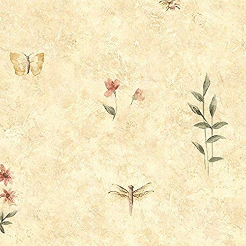 Norwall NWSP21158 Norton Floral Textured Wallpaper, Yellow, Orche/Warm Red