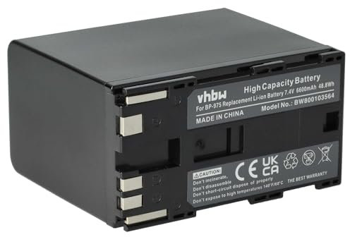 vhbw batteria compatibile con Canon EOS C100, C500, C500 PL, C300, C300 PL videocamera camcorder (6600mAh, 7,4V, Li-Ion)