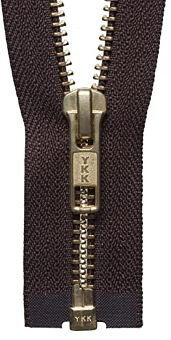 YKK Y2071Ÿ Brass Metal Open End Zip: 71cm: Brown