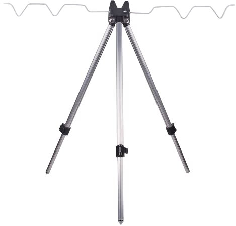 DAM Eco Treppiede- Treppiede per canne da pesca leggero e pieghevole con gambe telescopiche - Robusto e regolabile per 4 canne - Ideale per la pesca a carpa e a canna liscia