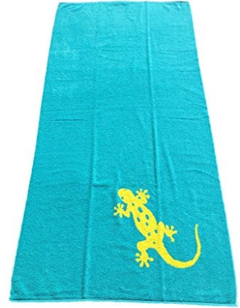 Strandtuch GECO II Größe: 80 x 160cm Farbe: türkis mit lime grün Saunatuch 100% Baumwolle Jacquard Walkfrottier