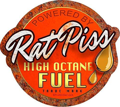 prosticker 756 (One) 10,2 x 11,4 cm Rat Rod Serie Ratte Piss High Octane Kraftstoff Aufkleber Aufkleber