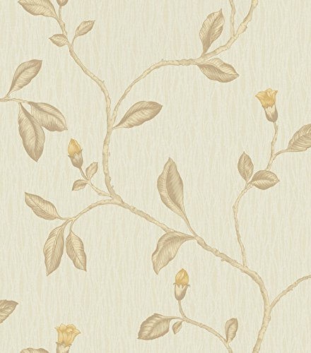 Holden Lia Floral Trail Vinyl Wallpaper – Floral Textured Vinyl Wallpaper – Modern Wallpaper for Living Room, Bedroom, Hallway – Decorative Luxury Wallpaper – Red/Cotton
