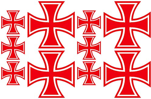 Samunshi® Eisernes Kreuz Wandtattoo 10er Set 26x17cm hellrot
