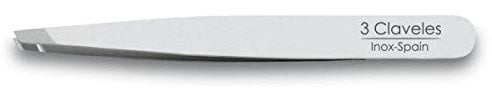 3 Claveles Pinza Depilar Sesgada 10 cm Acero Inoxidable, Esterilizable, 1 Unidad (Paquete de 1)