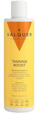 Valquer Crema Aceleradora del Bronceado. Hidratante Corporal con Aceite de Zanahoria para Rayos UVA y Solarium. Bronceado Rápido y Duradero con Piel Suave y Radiante. Vegano. 300 ml
