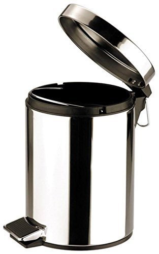 Zodiac Round Stainless Steel Pedal Bin with Mirror Finish, 12 Litre, Silver by Zodiac