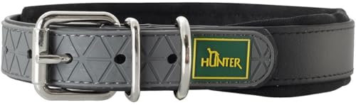 HUNTER Hundehalsband CONVENIENCE COMFORT, Farbe: schwarz, Mit Neopren-Polsterung, witterungsbeständig, pflegeleicht, ideal für Sport & Freizeit, Größe: 65