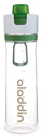 Aladdin Active Hydration Tracker Trinkflasche Sport 0.8L Grün - Einhandbedienung Auslaufsicherer Deckel - Nachfüll-Funktion - Wasserflasche BPA-Frei - Fingerschlaufe - Spülmaschinenfest