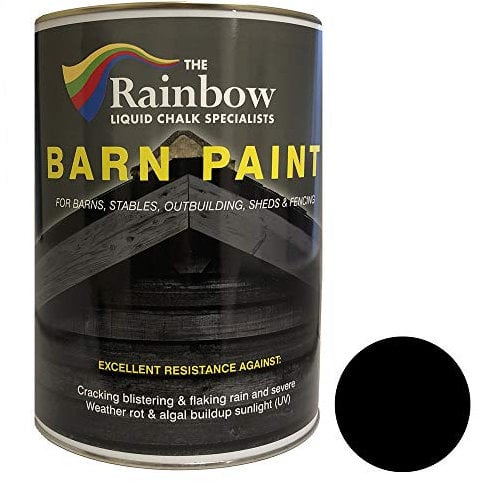 Rainbow Chalk Markers BARN PAINT - 2.5L Black | Matte Water-Based Shed, Barn, Exterior Wooden Building Paint | Durable Acrylic Coating Prevents Mould, UV Protection
