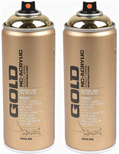 Montana Gold - Bombolette spray 2 x 400 ml, effetto oro cromato M3000