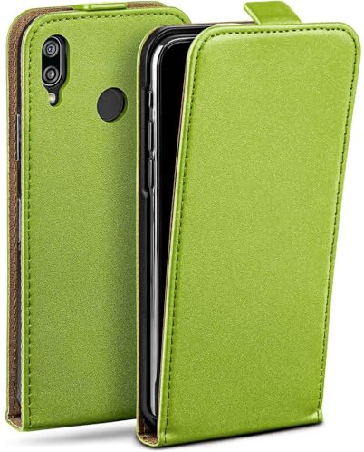 moex Flip Case für Huawei P20 Lite Hülle klappbar mit 360 Grad Schutz, Handyhülle mit Displayschutz, PU Leder Handytasche Lederhülle, Flip Case Cover Klapphülle, Grün