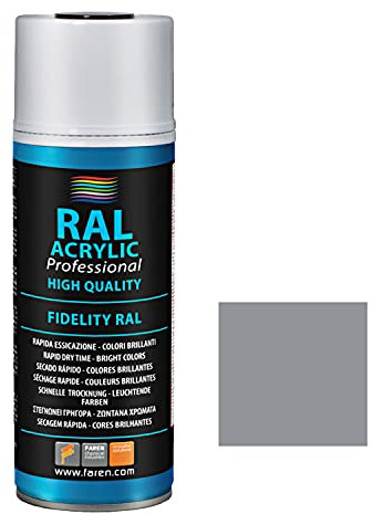 FAREN RAL ACRYLIC, Vernice spray Acrilica 100%, Smalto FIDELITY RAL, Colori Brillanti a Rapida Essiccazione, 400ml (RAL 9006 ALLUMINIO)(1pz)