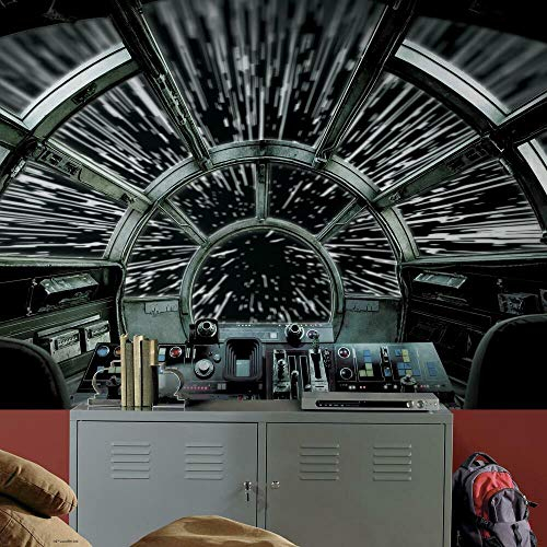 RoomMates RMK11458M Star Wars Millennium Falcon Tapete zum Abziehen und Aufkleben, 3,2 x 1,8 m, Original