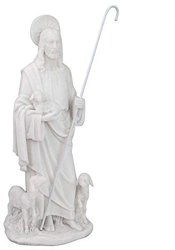 Design Toscano Statue Jesus, der Gute Hirte, Marmor, Harz, 31,8 cm, volle Farbe