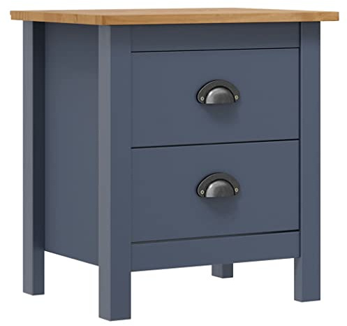 vidaXL Kiefernholz Massiv Nachttisch mit 2 Schubladen Nachtschrank Nachtkonsole Nachtkommode Schlafzimmer Schrank Kommode Grau 46×35×49,5cm