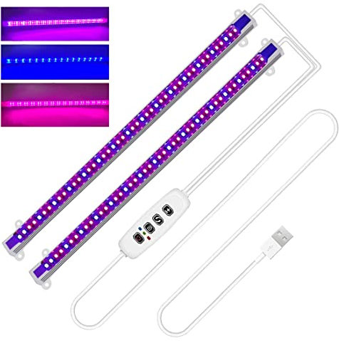 Craftsboys Tiras de luz LED de crecimiento de plantas de espectro completo para plantas de interior con temporizador de encendido/apagado automático, 48 LED/10 niveles regulables, lámpara de cultivo