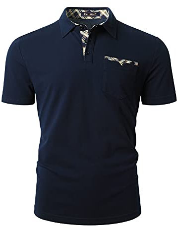 Enlision Navy Blue Polo Shirts for Men Adult Short Sleeve Golf Polo Shirt with Pocket Summer Casual t-Shirts XL