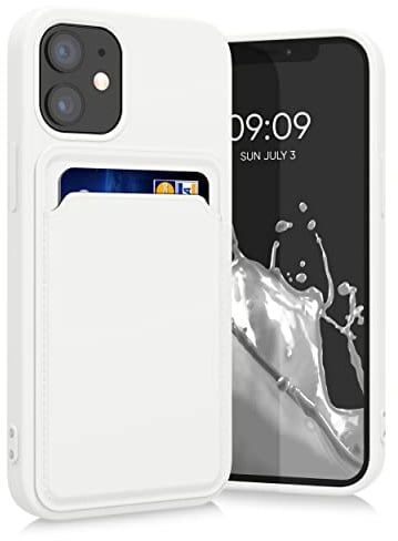 kwmobile Case Compatible with Apple iPhone 12 mini Case - TPU Phone Cover with Credit Card Holder - White