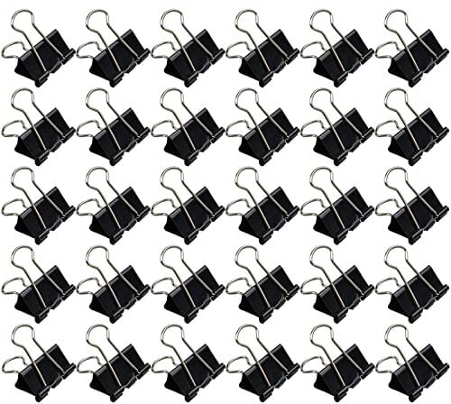30 Pcs Foldback Clips 25mm Binder Clips Black Paper Clamp