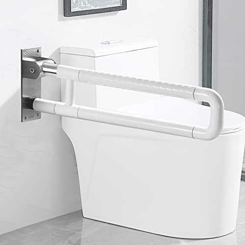 60cm Toiletten Wandstützgriff Stützhilfe WC Aufstehhilfe Klappbar Stütz-Haltegriff Toiletten Stützklappgriff, Rutschfest, Wandmontage WC Griff für Senioren,Schwangere Frauen,Behinderte (B)