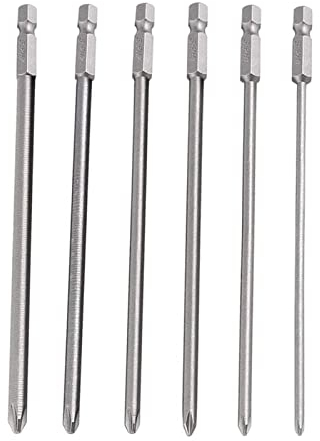 Schraubendreher-Bits, lang, Sechskantschaft, magnetisch, Sechskant, Schraubendreher-Set, magnetischer Sechskantschaft, für Elektro-Schraubendreher, Handschraubendreher, 6-teilig (Mount Kumgang261)