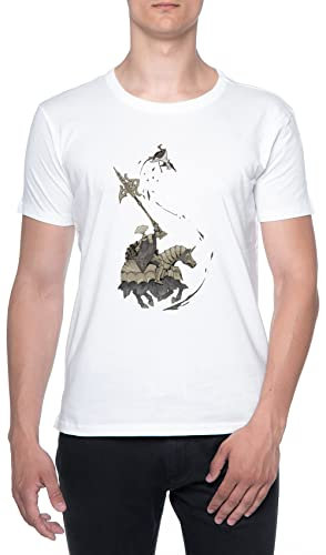 Elden Ring Horse Knight Männer T-Shirt Weiß Rundhals Men White Round Neck