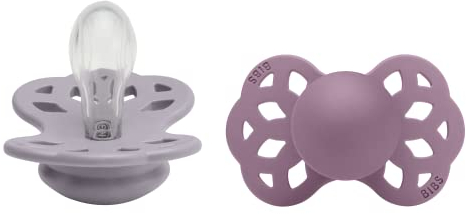 BIBS Infinity Symmetrischer Schnuller Zweierpackung, bisphenol-A frei, Symmetrischer Silikonsauger, Symmetrischer Nippel. Silikon, 0-6 Monate (2er Pack), Fossil Grey/Mauve