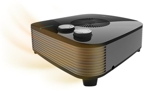 Cecotec Calefactor Eléctrico Bajo Consumo ReadyWarm 2050 Max Horizon Black. Termoventilador de 2000W, 3 Modos de Funcionamiento, Ligero, Termostato Regulable, Manual, Seguridad Autoapagado