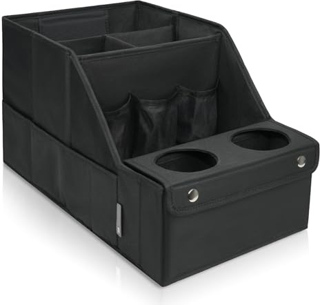 MULISOFT Car Seat Organizer- Backseat Car Organizer with 11 Storages Compartments and 2 Cup Holders, Organizers and Storage, Front Seat for Travel Kids,Black