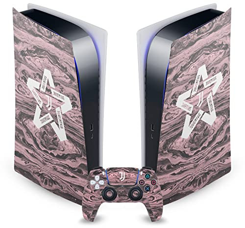 Head Case Designs Officially Licensed Juventus Football Club Black & Pink Marble Logo Art Vinyl Faceplate Sticker Gaming Skin Decal Cover Compatible With Sony PS5 Digital & DualSense