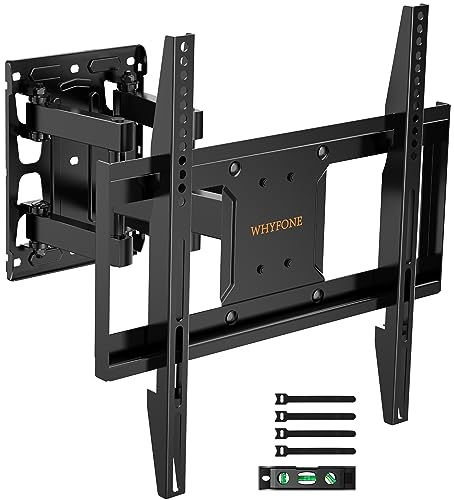 TV Wall Bracket Swivel WHYFONE Adjustable Full Motion TV Mount Tilt and Extend Double Articulating Arm Wall Mount for 26-65 Inch Flat & Curved TVs up to 45kg, Tv Bracket Max. VESA 400x400mm