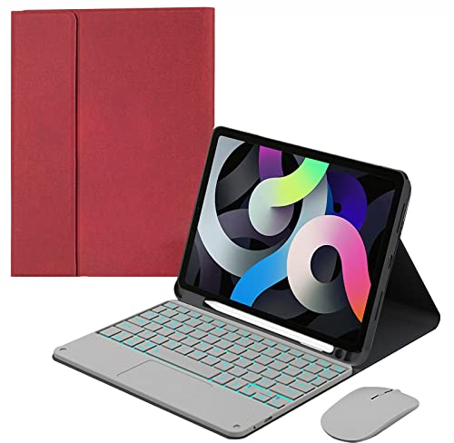 GUPENAA Tastatur Hülle für iPad Pro 12,9 Zoll 2017/2015 (2. und 1. Generation), 7 Farbige Beleuchtung, Magnetisch Abnehmbarer Tastatur mit Stifthalter und Touchpad,Red1