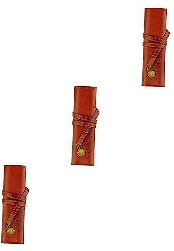STOBOK 3-teiliges Schreibwarenetui Für Das Büro Federmäppchen Stifthalter Retro-Design Kunstleder Make-up-Tasche Für Studenten Bürobedarf