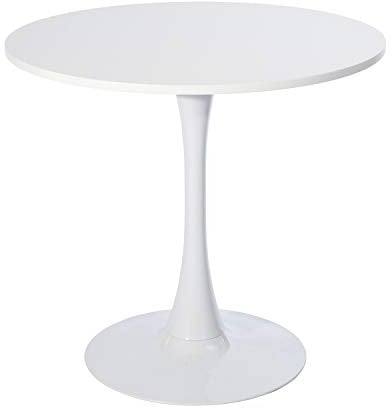 MEUBLE COSY Runder Esstisch Klein Tisch Küchentisch Esszimmertisch 2-4 Personen für Küche, Wohnzimmer, Büro, 80x80x73cm, Weiß