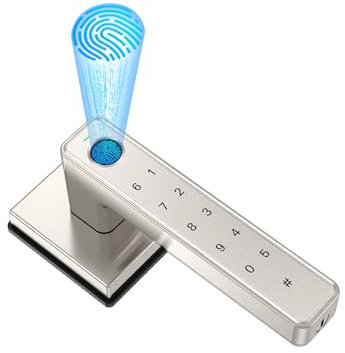 KENRONE Fingerprint Door Handle Lock,Keyless Entry Front Door Lock with keypad,Smart Handle Locks for House Doors,Bedroom,Office,Hotel,Garage