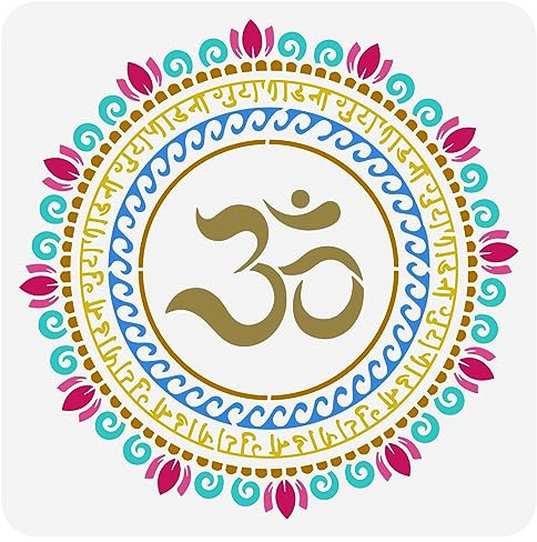 FINGERINSPIRE OM Mandala-Schablone, 30 x 30 cm, wiederverwendbar, Om Aum, Orgonit-Symbol, Zeichenschablone, DIY, Kunst, indische, buddhistische, spirituelle Schablonen zum Malen auf Holz, Wand, Stoff,