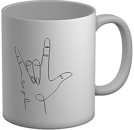 Shopagift Sign Language Mug Hand Sign I Love You White 11oz Large Gift Ceramic Cup