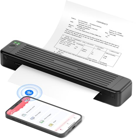 Odaro Imprimante Portable sans Fil Bluetooth - P831 Imprimante à Transfert Thermique pour téléphones Portables et Ordinateurs, 300 DPI avec Copie Papier (Noir)