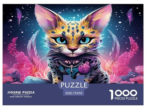 1000 Teile Puzzle Cat_Warrior Puzzles für Erwachsene Holzbrettpuzzles Anspruchsvolles Spiel 1000 Teile (75 x 50 cm)