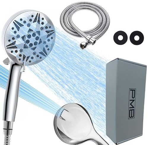 PMB Shower Head, Shower Hose, Bathroom Accessory, Shower Head and Hose, Filtered Shower Head, Shower Head High Pressure, 10 Spray Modes, Shower Hose 1.5m, Power Jet Modes | Shower Pro Head