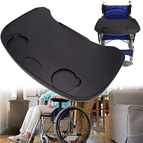 AIGGERVSD Lap Trays, Wheelchair Tray,Wheelchair Lap Tray, Anti-fall Plastic Thickening, Wheelchair Desk Table Tray with Cup Holder/Laptop Overbed Bedside Side Table Universal Board