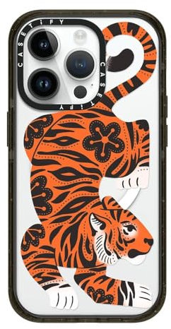 CASETiFY Impact iPhone 14 Pro Case [4X Military Grade Drop Tested / 8.2ft Drop Protection/Compatible with Magsafe] - Fierce Tiger - Glossy Black