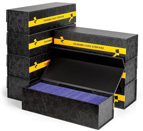 MewVeer 8 Pack Trading Card Storage Box, Card Holder Case for Top Loaders, Card Cases for Sports Cards, Playing Card Boxes with Magnet Lid for 800 Cards, 200 Top Loaders, 50 One Touch (Black)