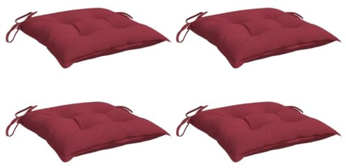 vidaXL Stuhlkissen 4 STK., Sitzkissen mit PP-Hohlfasern, Stuhlauflage mit Schnüren für Außen Innen, Sitzauflage Kissen, Weinrot Oxford-Gewebe