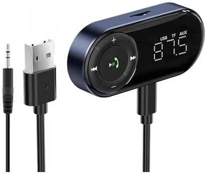 eppfun FM-Transmitter & Bluetooth 5.2 Auto Empfänger | LED-Display, USB-C-Netzteil, AUX-Ausgang, microSD-Karte, Musikwiedergabe