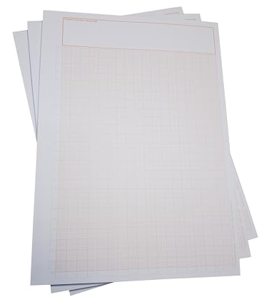 Millimeterpapier, Millimeterpapierblock, Aufmassblock, DIN A4, 80 g/m2, 50 Blatt, 1 mm Raster in orange, mit gedruckten Linealen links und unten, Anschriftenfeld oberhalb des Rasters (5)