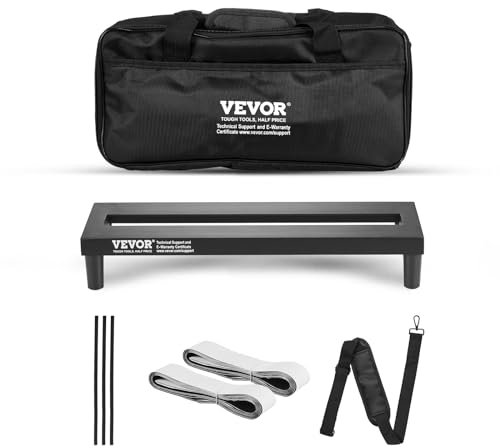 VEVOR Gitarren-Pedalboard, 380 x 145 mm, Aluminiumlegierung, 0,37 kg, Pedalboard für Gitarreneffekte mit Tragetasche, hochwertiger fester Klettverschluss-Schultergurt, für 4–6 Gitarrenpedale, klein
